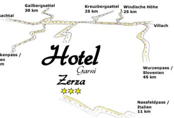 The Alpine passes around the Hotel Garni Zerza